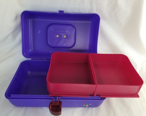 Vintage 80s 90s Caboodle Purple Slide Out Trays Makeup Pageant Train Case - Picture 8 of 10