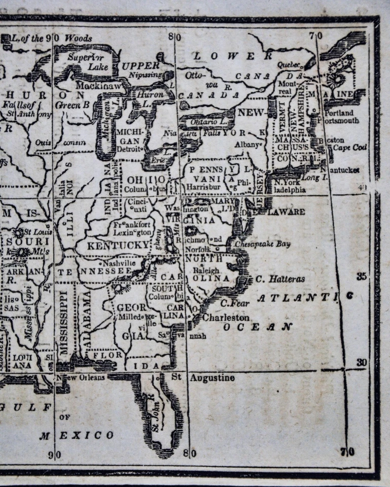 Карта Натана Хейла 1830 г. — США — 24 штата — Западные территории Техас Бостон - Изображение 3 из 4