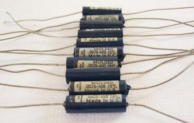 10 NOS Blue Molded Ajax Capacitors .0025 uf 400v