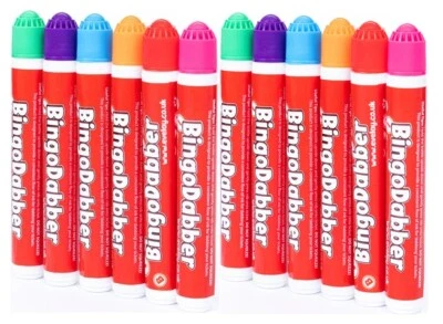 EVELAY LTD Bingo Dabbers Ticket Felt 6 Coloured Markers Pens Non Drip Job Lot 6-48 Pack