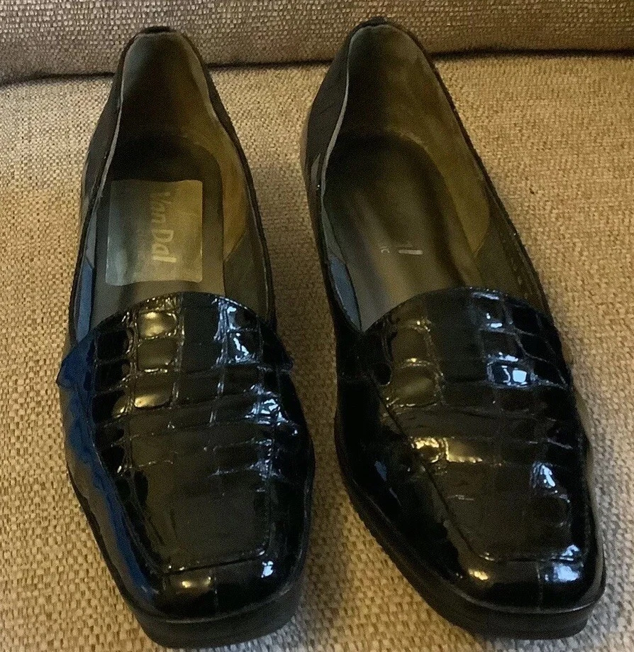 VANS Scarpe mocassino Van Daal in pelle nera ROCHESTER effetto croc slimline zeppa 5 1 2D