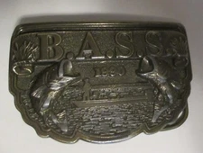 1990 B.A.S.S. bass PRO SHOP BELT BUCKLE * FISHING * ANGLERS SPORTSMAN SOCIETY