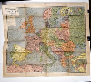 40" Antique 1923 French Map Europe Centrale Russia Ukraine Hungary Romania