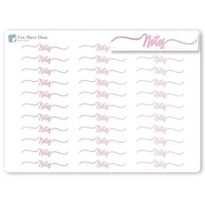 Notes Script Planner Stickers / 30 Gold Foiled Text Headers (1.5") / Chores PINK