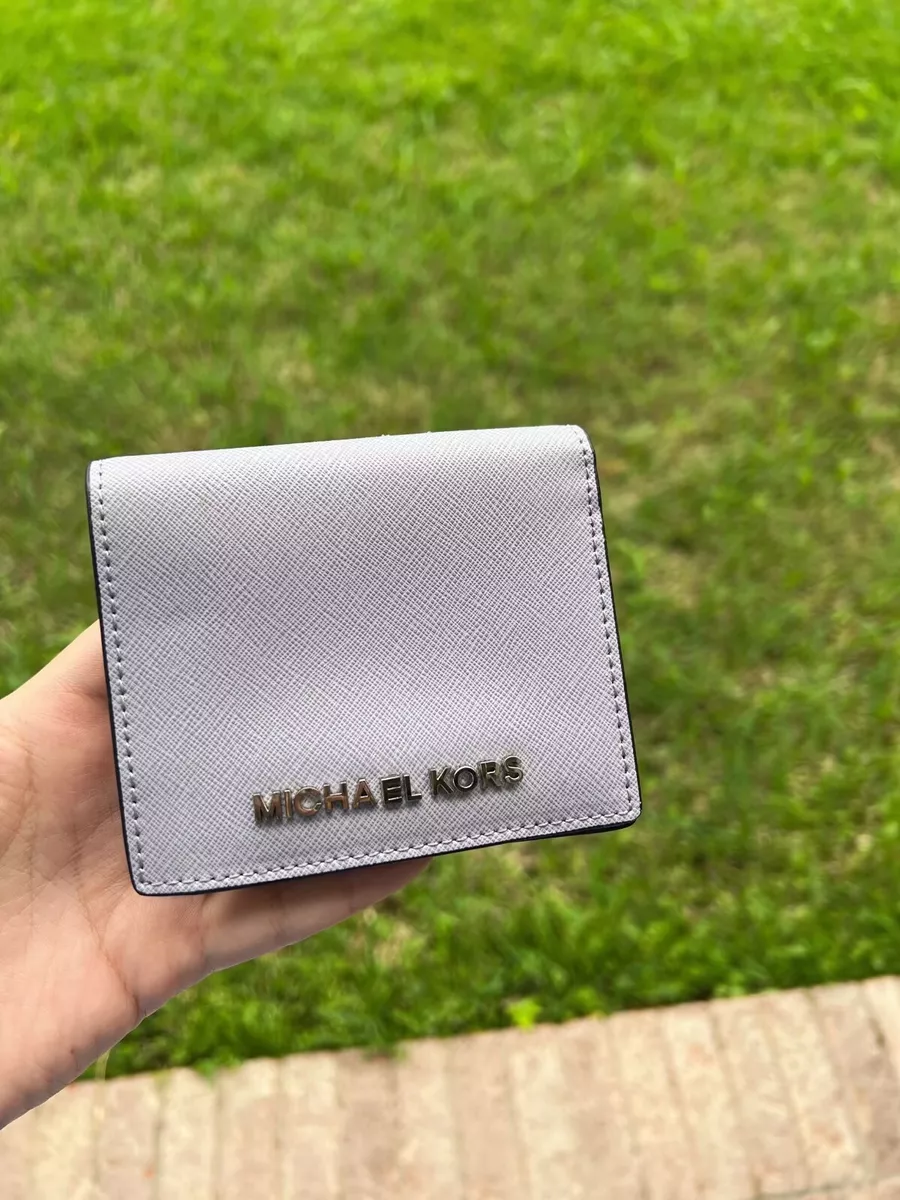 New Michael Kors MK Jet Set Saffiano Leather Flap Card Holder Wallet Lilac Final