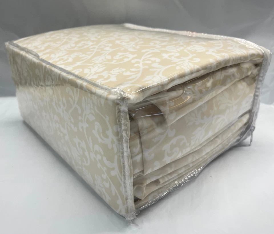 QVC Home Reflections King Sheet Set 4 Piece 800 Thread Count, Tan Scroll Design - Image 3 of 4