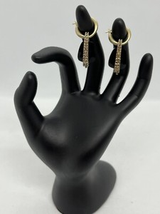 Ellen Tracy Gold Tone And Black Stone Rhinestone Drop Earrings