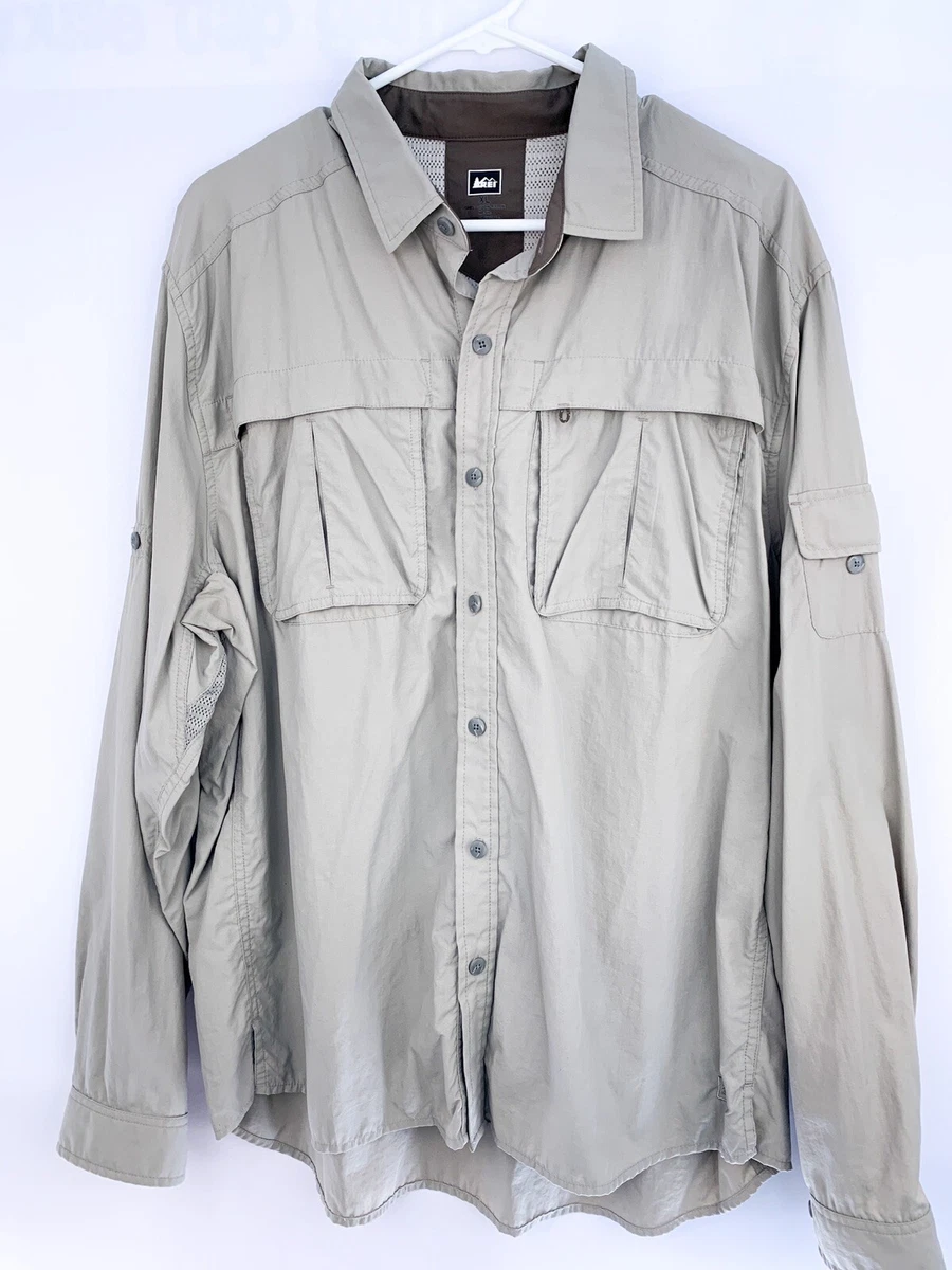 REI Men's Long Sleeve Button Front Vented Outdoor Hiking Shirt XL