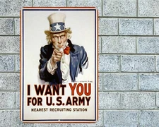 I Want You U.S. Army Sign Aluminum Metal 8"x12" Man Cave Garage Bar Den