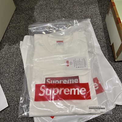 Brand New Supreme Swarovski Box Logo WHITE Tee T-Shirt SS19 - Main Image