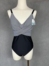 B2prity Women's One Piece Swimsuits Tummy Control Front Cross Large Black NWT's.