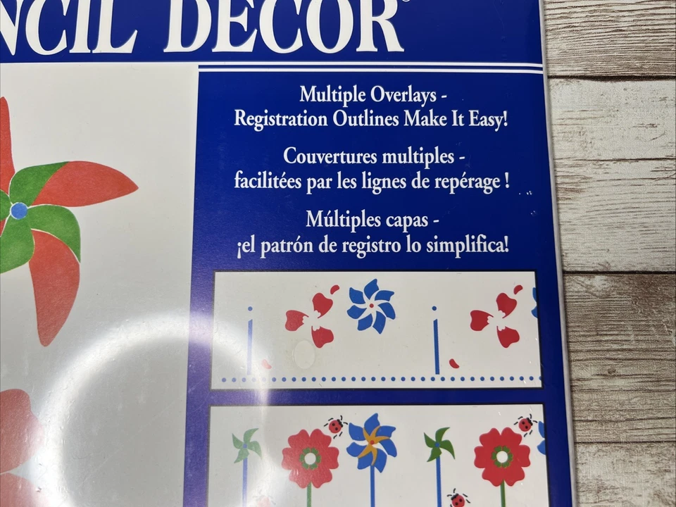 VTG Plaid Stencil Home Decor Fun with Pinwheels Pattern #26725 - Flowers Ladybug - Image 3 of 4