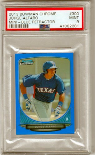 JORGE ALFARO -- 2013 BOWMAN CROMO MINI -- REFRACTOR AZUL -- PSA COMO NUEVO 9