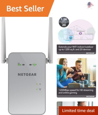 WiFi Mesh Range Extender - 1200 sq. ft. Coverage, AC1200 Dual Band, 1200Mbps