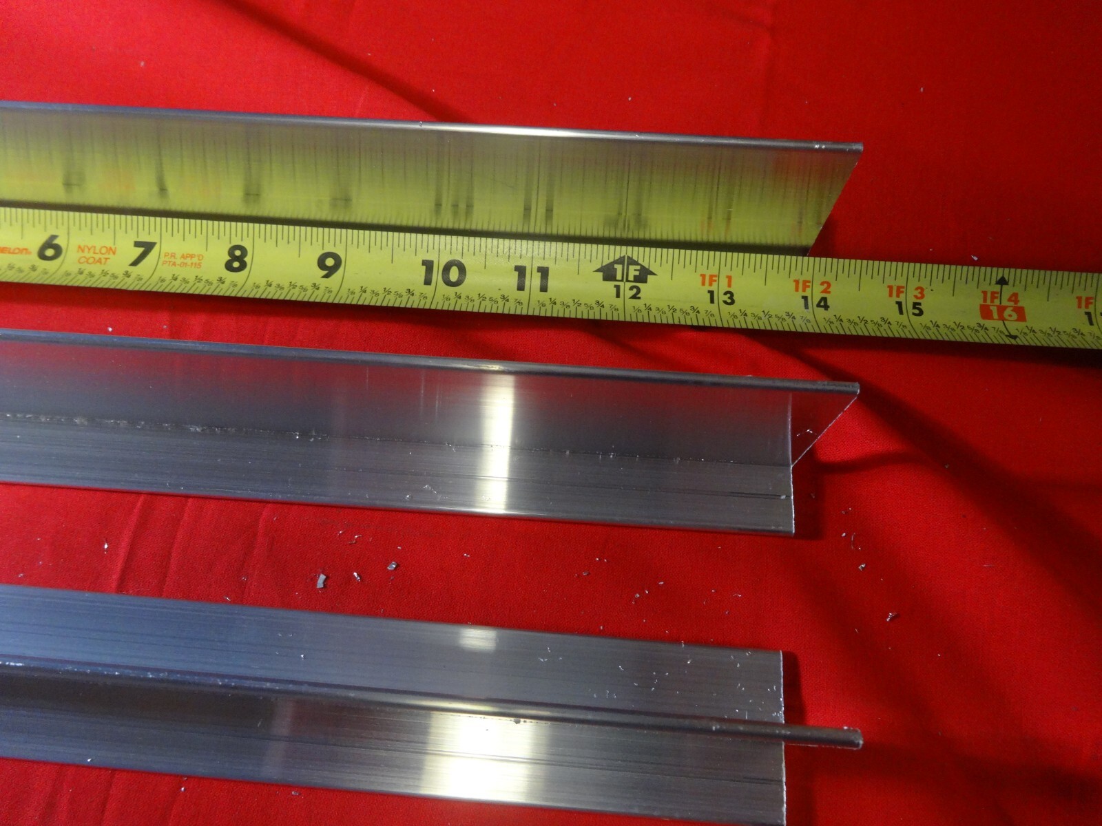 4 PIECES OF 6061 Aluminum T Bar, 1/8" Thick x 2" H x 1 1/2" W x 14