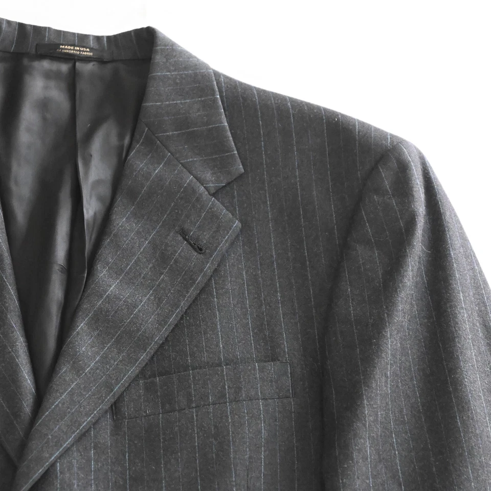 Hart Schaffner Marx 40R 33x30 Gris Franela Rayas Dorado Trompetista Hombres Pantalones Traje Foto 2 de 4