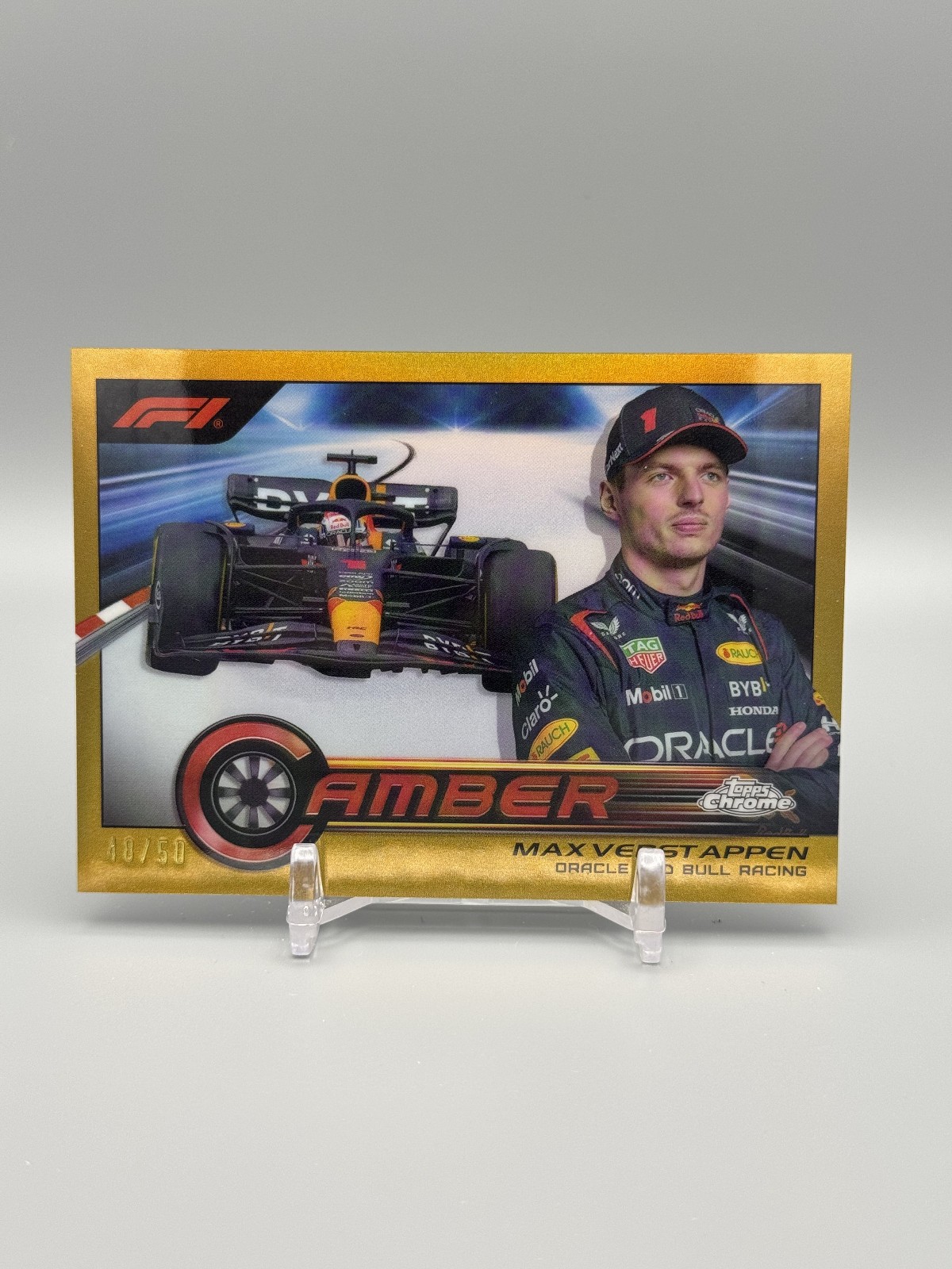 2023 Topps Chrome F1 Max Verstappen Camber True Gold /50 #CAM-MVIIII Red Bull view 1