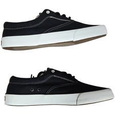 Sperry Striper II Slub Linen Sneaker Black 10 NIB