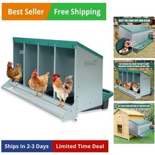 Chicken Nesting Box, 4 Holes Nesting Boxes, Heavy Duty Metal Laying Boxes, Ro...