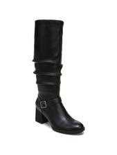 SOUL BY NATURALIZER Womens Black Wide Calf Frost Block Heel Slouch Boot 8 M WC
