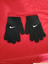 Nike Black Knit Logo Embroidered Winter Gloves Youth Kids Size OS