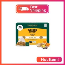 VAHDAM, Turmeric Spice Herbal Tea Bags (30 Count) Caffeine Free, Non GMO, Gluten