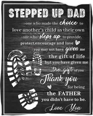 Stepped Up Dad Blanket to My Bonus Dad Father Daddy Throws Gifts for Fathers Day