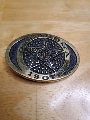 Oklahoma State Seal 1907 Brass Belt Buckle Heritage Mint
