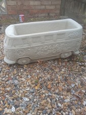   VW Campervan Garden Planter Solid Stone Cement Flower Pot 32kg Handmade UK 