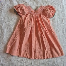 Petit Ami girls size 4T orange white gingham smocked pumpkin dress VVGUC
