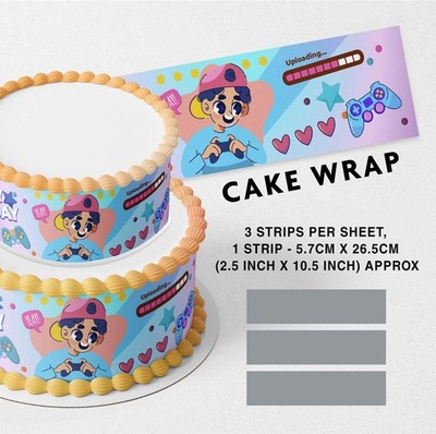 Gaming Gamer Video Game Pattern Strip Edible Cake Topper Decoration Edible Image