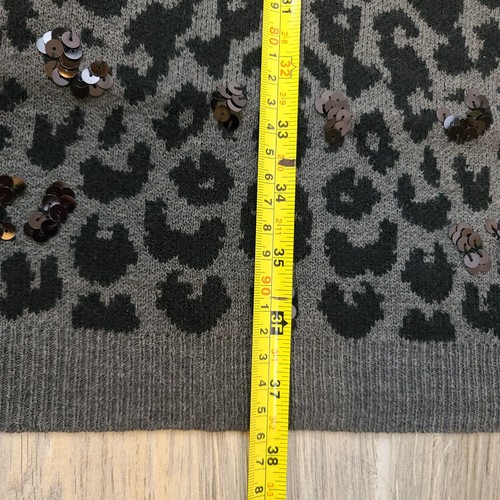 Betsey Johnson Pulloverkleid Leopardenmuster Pailletten | Grau Größe L - Bild 7 von 8