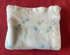 Vintage Baby Morgan Cozy Balloons Acrylic Waffle Weave Satin Trim Blanket 90  s