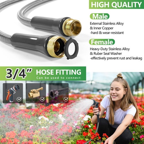 Lightweight Stainless Steel Garden Hose 25Ft – Kinkless Flexible Metal Water ... - Picture 3 of 6