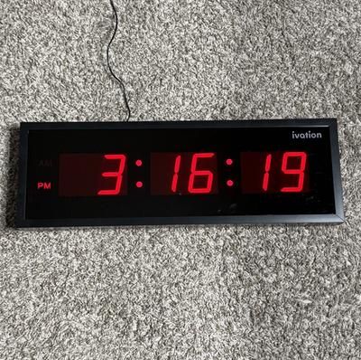 #ad #ad Ivation 24quot; Digital Wall Clock 6 Level Brightness LED Wall Clock Red JID0124 $87.95