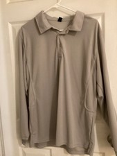 Men's Long Sleeve Polo Shirt Quick Dry Gray Size L