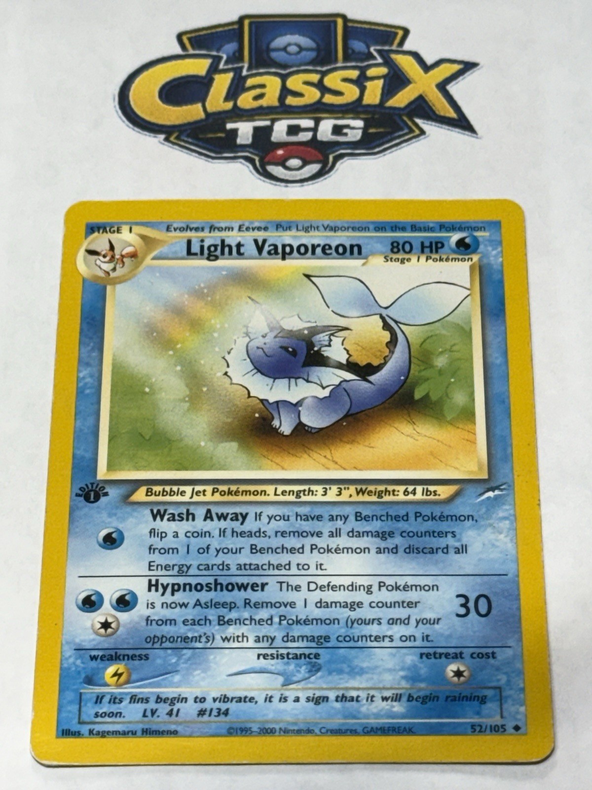 Pokemon Card Neo Destiny Light Vaporeon 52/105 1st Edition Uncommon