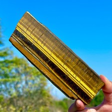 326G Natural Tiger's Eye Stone Slice Quartz Crystal Mineral Specimen Healing