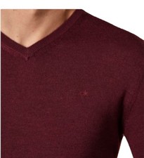 Calvin Klein THE EXTRA FINE MERINO SWEATER Men's Size S BURGUNDY V-NECK