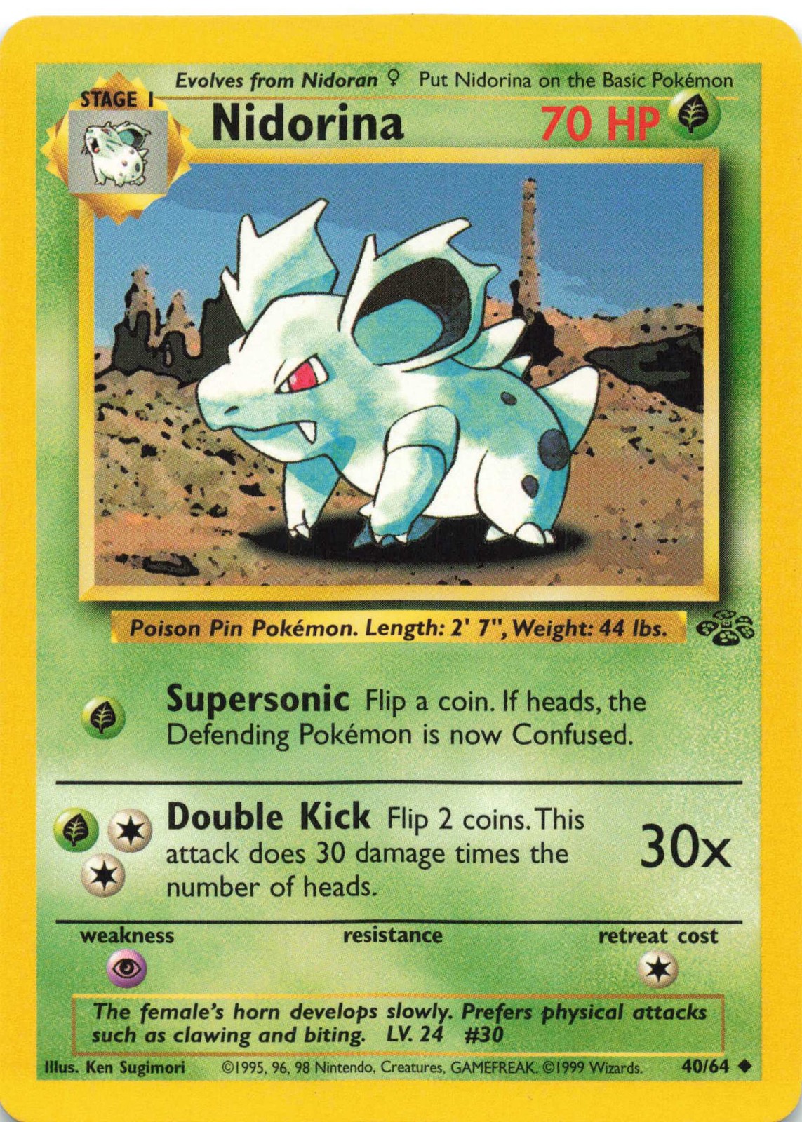 Nidorina Uncommon Jungle 40/64 NM