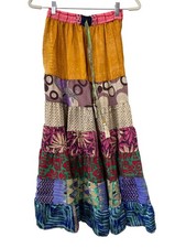Patchwork Palazzo Pants One Size Tiered Floral Geometric Wide Leg Boho Hippie