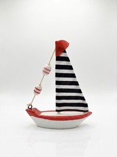 Wooden Sailboat Model Nautical Maritime Tabletop Decor Beach Boat Ornament Gift