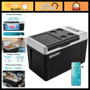 Portable 12V Refrigerator 19QT Electric Cooler with APP Control -4℉ to 68℉, Car