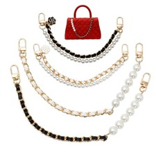 4Pcs Metal Pearl Double Purse Strap Extenders, Bag Extender Chain, Purse Stra...