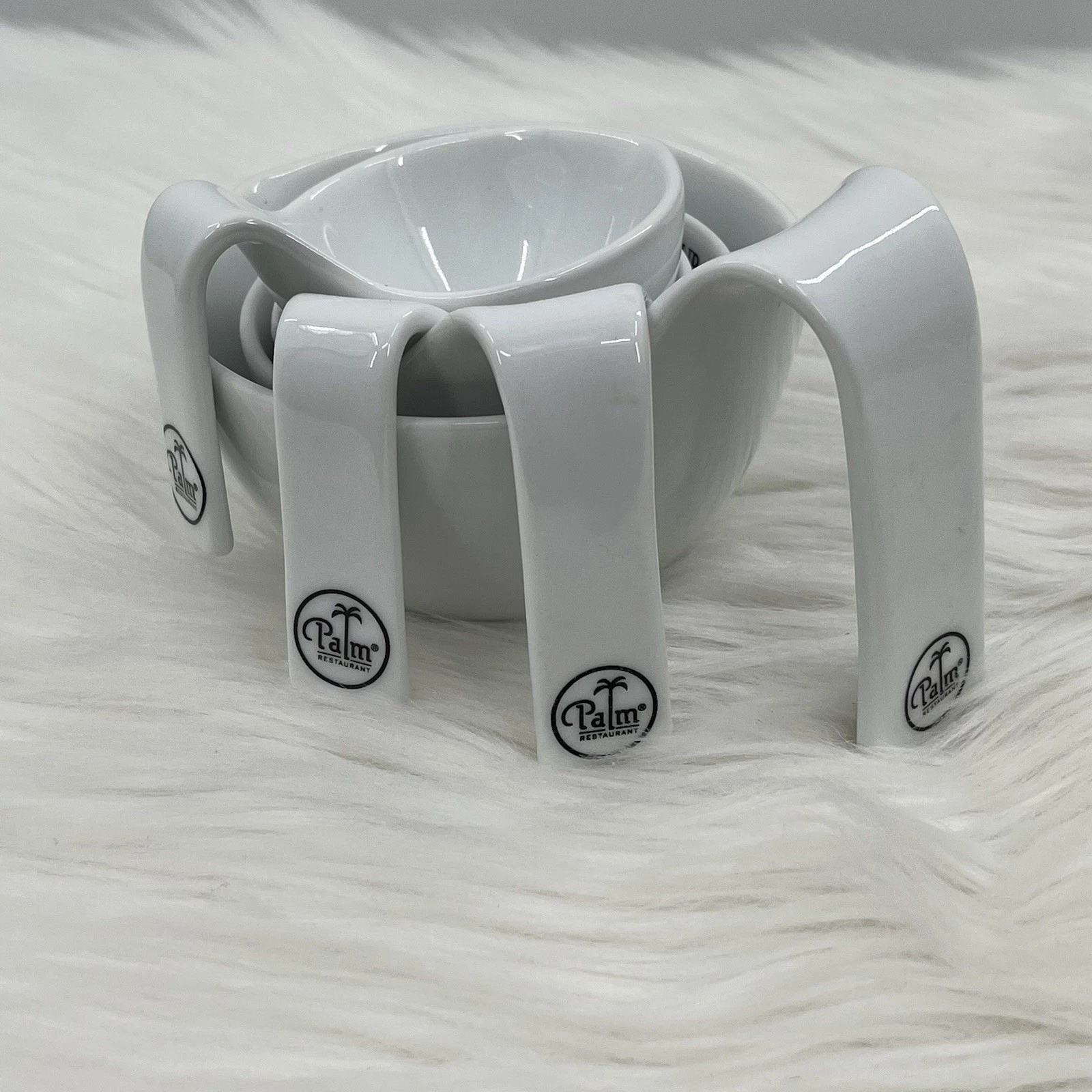 Palm Restaurant 4 Piece Stacking Measuring Cups Set Porcelain Ceramic Oven Safe