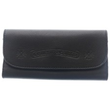 CHROME HEARTS Scroll Label CH Plus Leather Eyewear Case Eyeglasses Black Used 25
