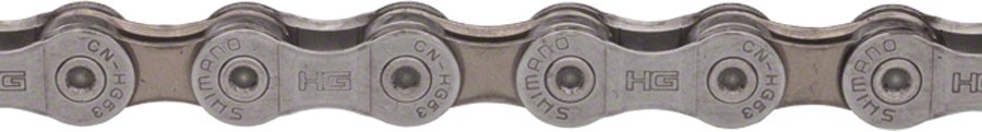 9-ступенчатая цепь из серой стали Shimano CN-HG53 технология Hyperglide и запрессованный штифт 6190₽