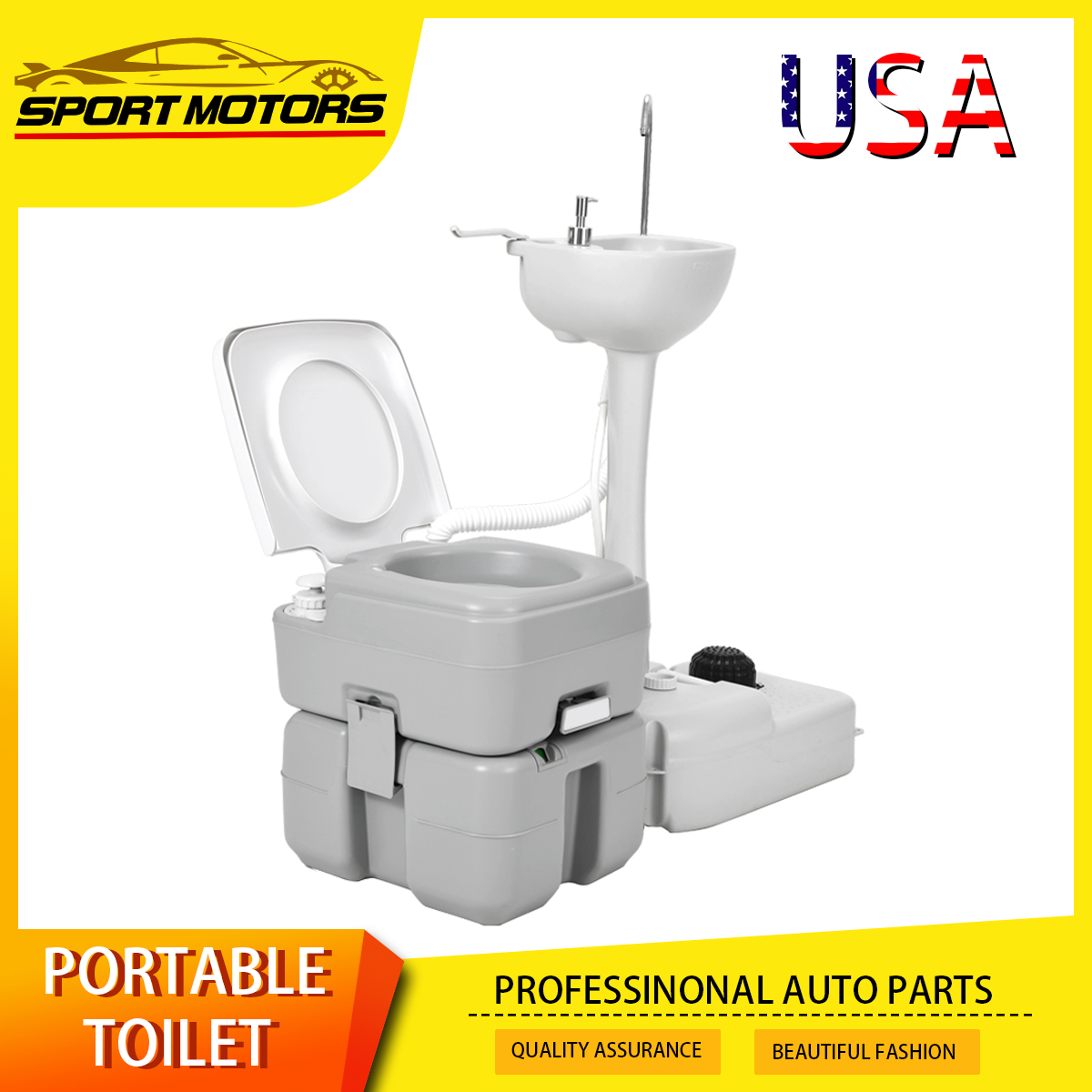 5.3Gal Portable Toilet with 17L Portable Sink Station RV Travel Outdoor Camping