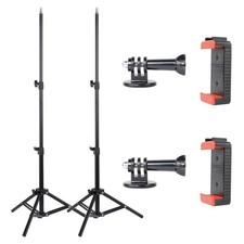 2 Pack Photography Light Stands Tripod, with Phone Clamp, Black
