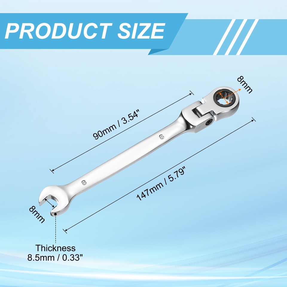 TEKTON Flex Head 12-Point Ratcheting Combination Wrench Set
